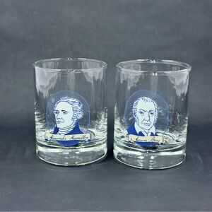 Fishs Eddy Dueling Hamilton & Burr Shot Glasses Barware 2 oz. Broadway - RARE